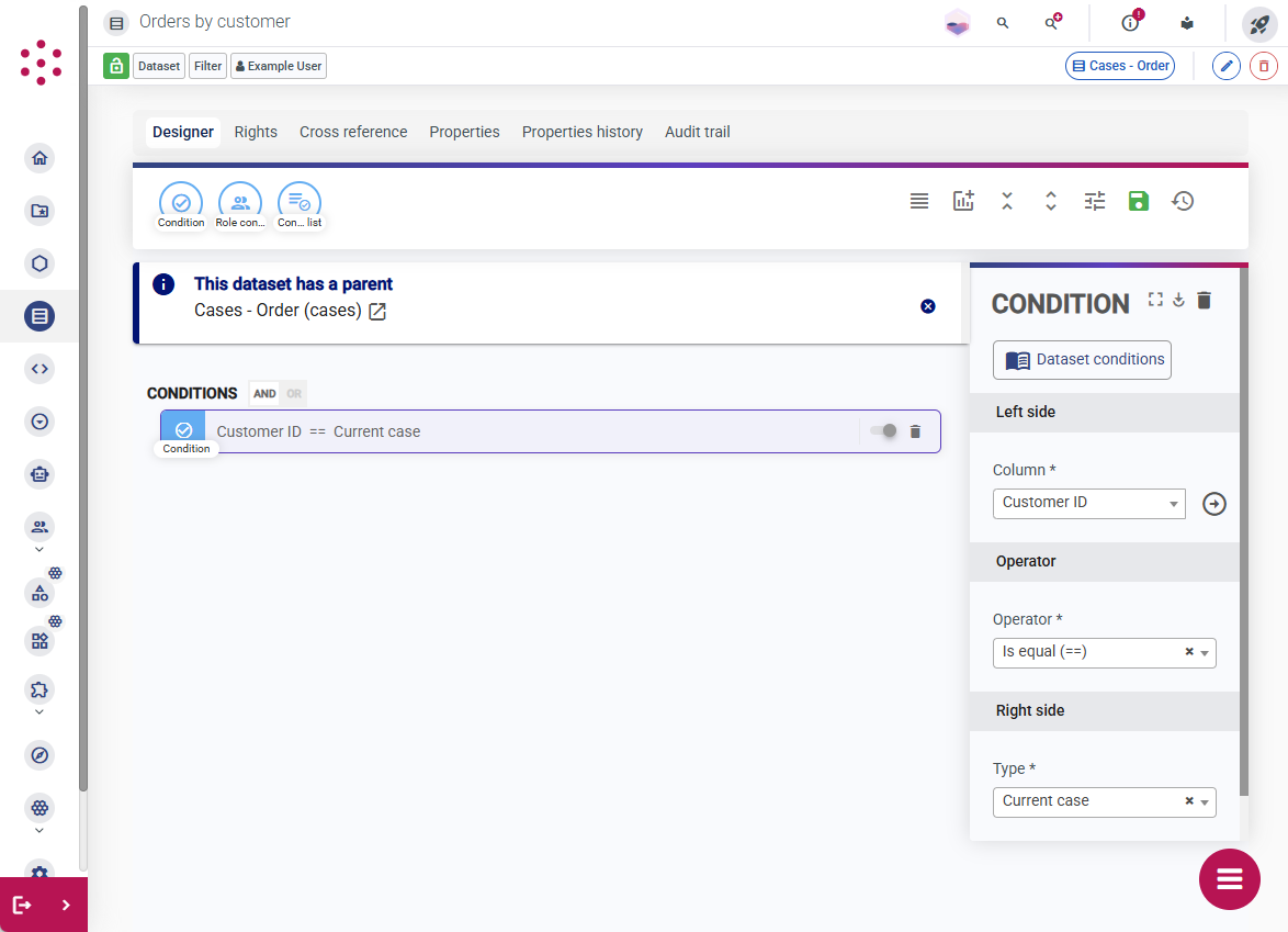 Filtered dataset with condition