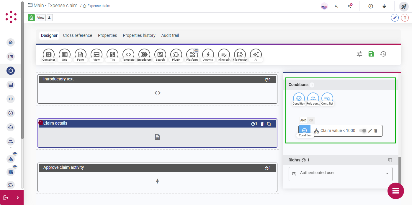 Applying a condition to a widget